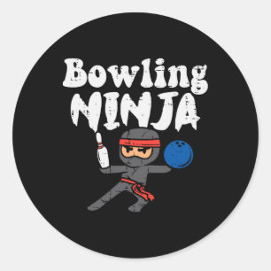 Bowling Ninja Funny Bowler Boys Girls Kids Toddler Classic Round Sticker