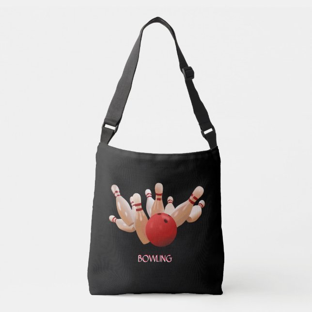 Bowling on black crossbody bag (Front)