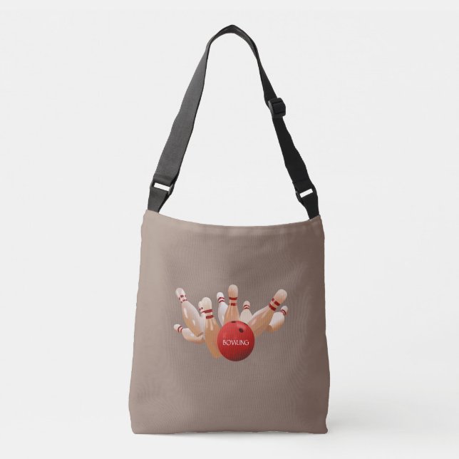 Bowling on brown crossbody bag (Front)
