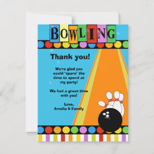 BOWLING PARTY 4x5 Flat Thank you note