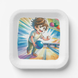 Bowling Party Boy's Anime Birthday Paper Plate