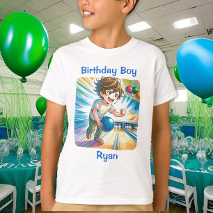 Bowling Party Boy's Anime Birthday Personalised T-Shirt