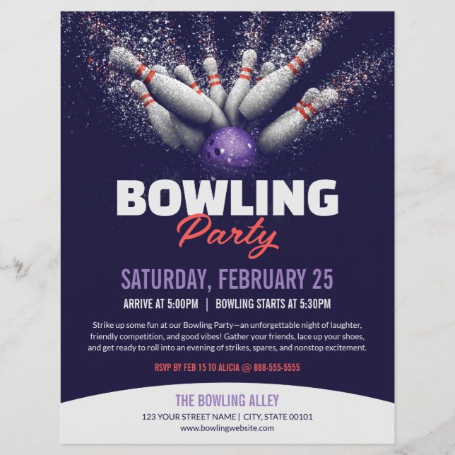Bowling Party Event Flyer Template (Front)