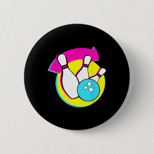 Bowling Party Funny Retro Bowling Players Bowler  6 Cm Round Badge