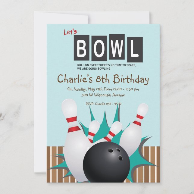 Bowling party invitation (Front)