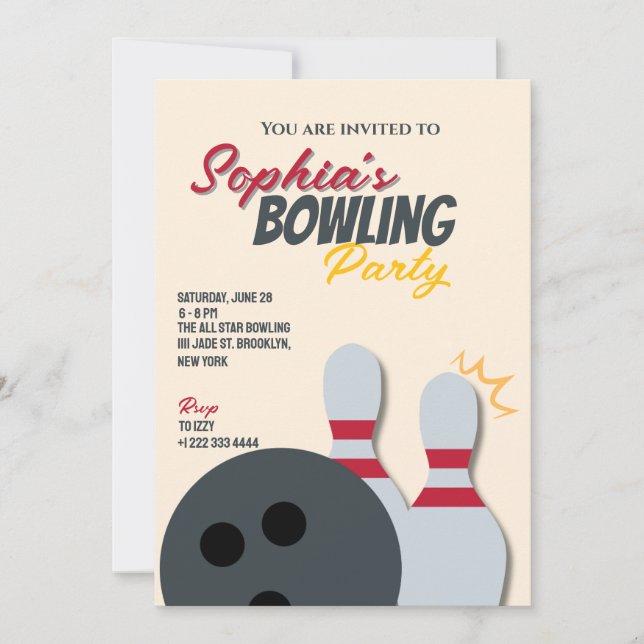 Bowling Party Invitation (Front)