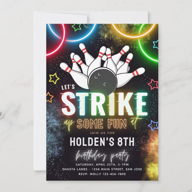 Bowling Party Invitation | Bowling Birthday (Front)