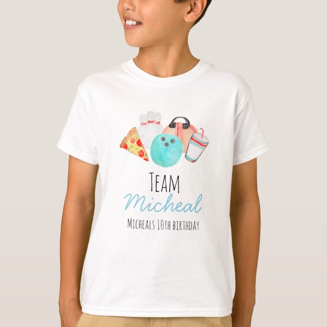 Bowling party kid birthday team shirt (Front)
