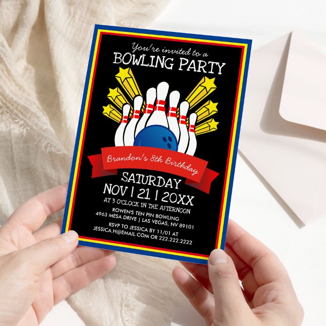 Bowling Party | Kids Colourful Birthday Invitation (Creator Uploaded)