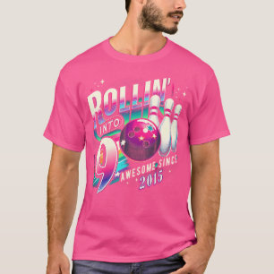 Bowling Party Rollin' 9 Awesome 2015 9Th Birthday T-Shirt