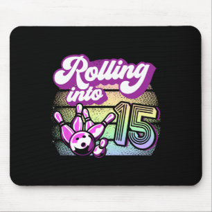 Bowling Party Rolling Into 15 Bowling Birthday Mouse Pad