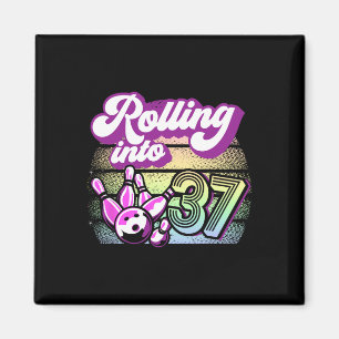 Bowling Party Rolling Into 37 Bowling Birthday Magnet