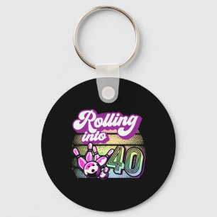 Bowling Party Rolling Into 40 Bowling Birthday  Key Ring