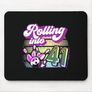 Bowling Party Rolling Into 41 Bowling Birthday Mouse Pad