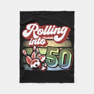 Bowling Party Rolling Into 50 Bowling Birthday Fleece Blanket