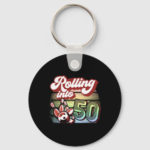 Bowling Party Rolling Into 50 Bowling Birthday  Key Ring