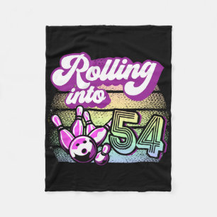 Bowling Party Rolling Into 54 Bowling Birthday Fleece Blanket