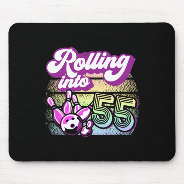 Bowling Party Rolling Into 55 Bowling Birthday  Mouse Pad (Front)
