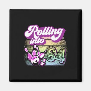 Bowling Party Rolling Into 64 Bowling Birthday Magnet