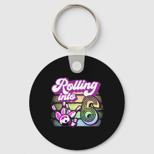Bowling Party Rolling Into 6 Bowling Birthday  Key Ring