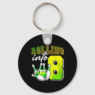 Bowling Party Rolling Into 8 8th Birthday Girls Bo Key Ring