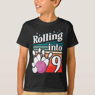 Bowling Party Rolling Into 9 Bowling Birthday T-Shirt
