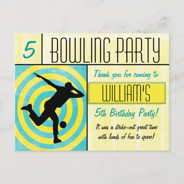 Bowling Party Thank You Postcard (Front)