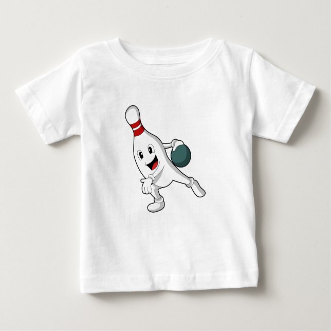 Bowling pin at Bowling with Bowling ball Baby T-Shirt (Front)
