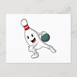 Bowling pin at Bowling with Bowling ball Postcard