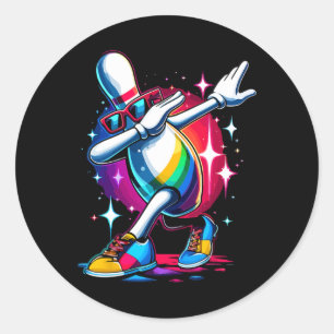 Bowling Pin Dabbing Sungles Bowler Player Classic Round Sticker