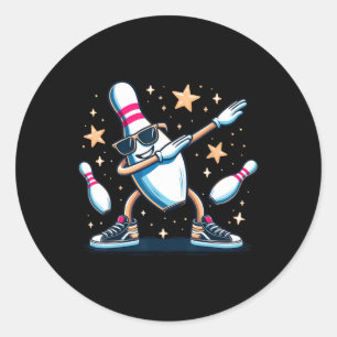 Bowling Pin Dabbing Sungles Bowler Player Kids Boy Classic Round Sticker