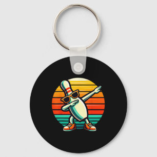 Bowling Pin Dabbing Sungles Bowler Player Kids Boy Key Ring