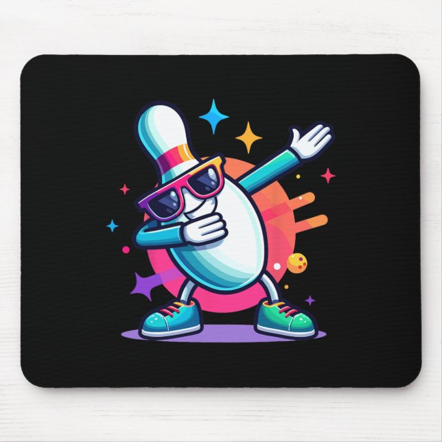 Bowling Pin Dabbing Sungles Bowler Player Kids Boy Mouse Pad (Front)
