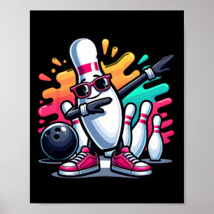 Bowling Pin Dabbing Sungles Bowler Player Kids Boy Poster