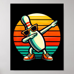 Bowling Pin Dabbing Sungles Bowler Player Kids Boy Poster