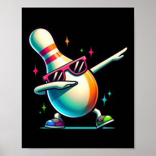 Bowling Pin Dabbing Sungles Bowler Player Kids Boy Poster