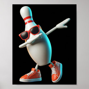 Bowling Pin Dabbing Sungles Bowler Player Kids Men Poster