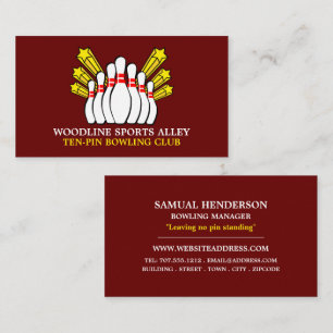 Bowling Pin Design, Ten-Pin Bowling Club Business Card