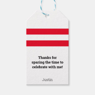 Bowling Pin Red Stripes w/ Custom Message and Name Gift Tags