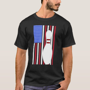 Bowling Pin US Flag American Bowling Player Bowler T-Shirt