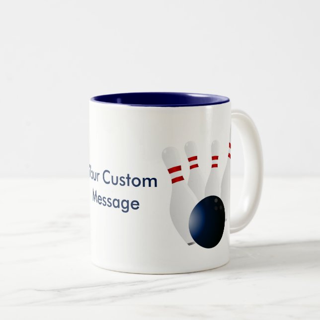 Bowling pins 10 Pin Bowling Ball Custom Two-Tone Coffee Mug (Front Right)