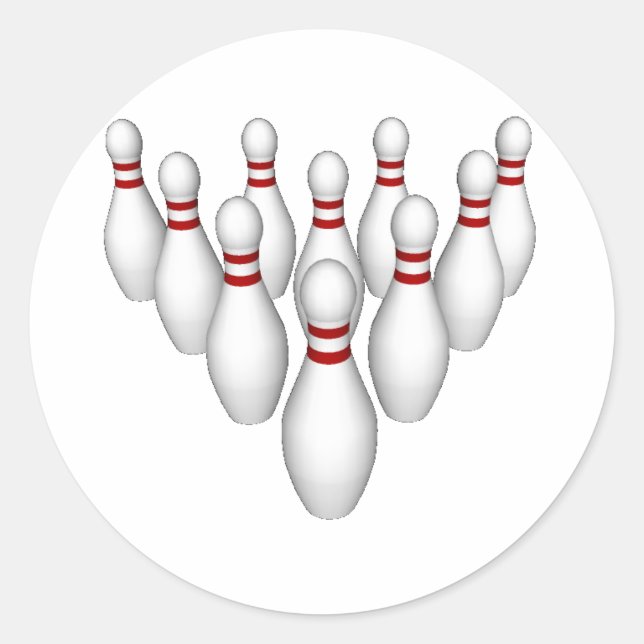 Bowling Pins: 3D Model: Classic Round Sticker (Front)