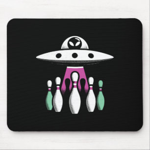 Bowling Pins Abduction Alien Ufo - Funny Alien Inv Mouse Pad