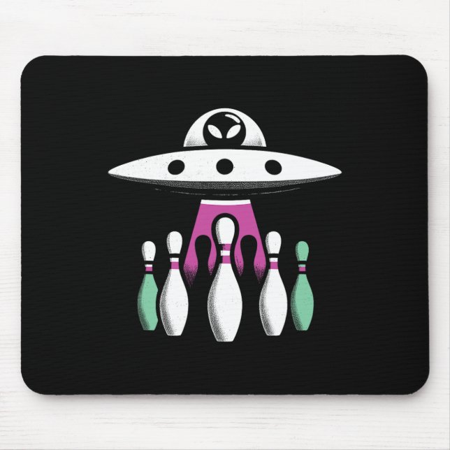 Bowling Pins Abduction Alien Ufo - Funny Alien Inv Mouse Pad (Front)