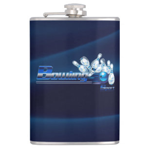 Bowling pins and ball  hip flask