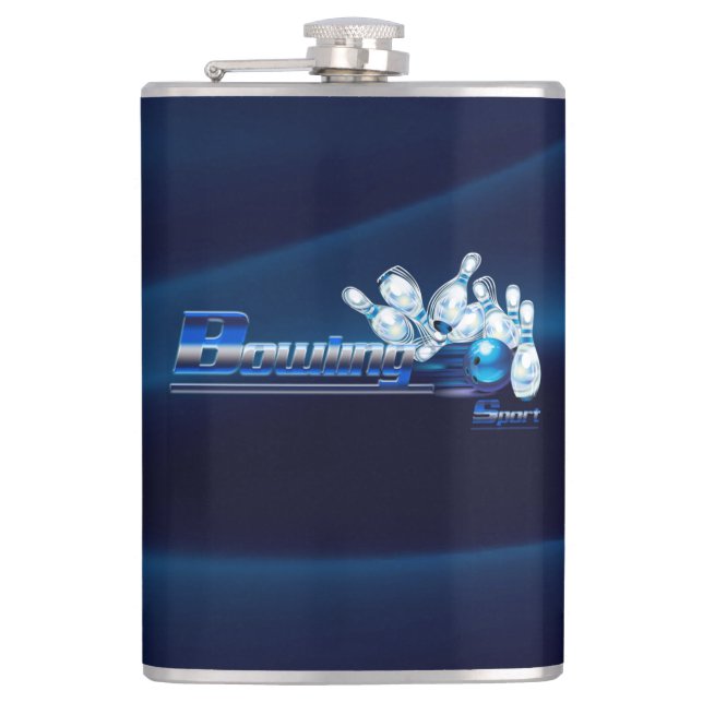 Bowling pins and ball  hip flask (Front)