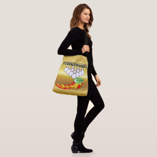 Bowling pins and ball with the word STRIKEOLOGIST Crossbody Bag