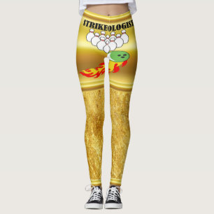Bowling pins and ball with the word STRIKEOLOGIST Leggings