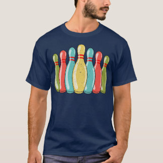 Bowling Pins Bowling Player Bowler Retro Vintage  T-Shirt