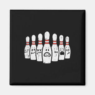 Bowling Pins Faces Funny Bowler Men Women Kids Boy Magnet